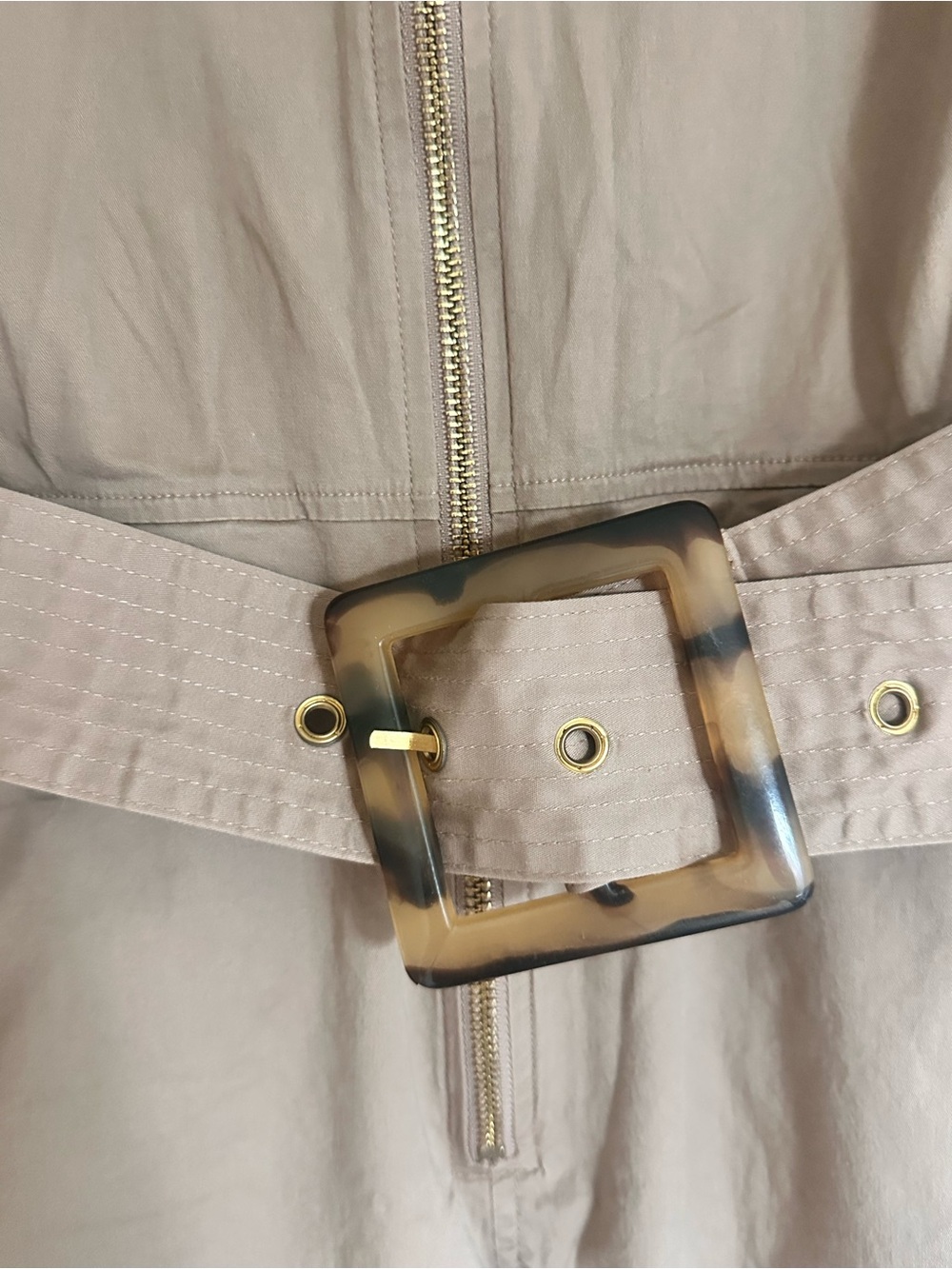 WeWoreWhat Taupe Short-Sleeve Belted Jumpsuit - Picture 6 of 6